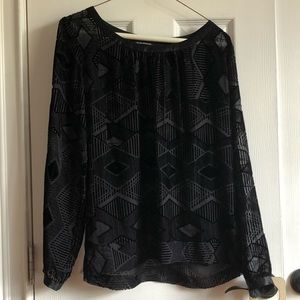 Club Monaco Burnout Velvet Blouse Art Deco pattern